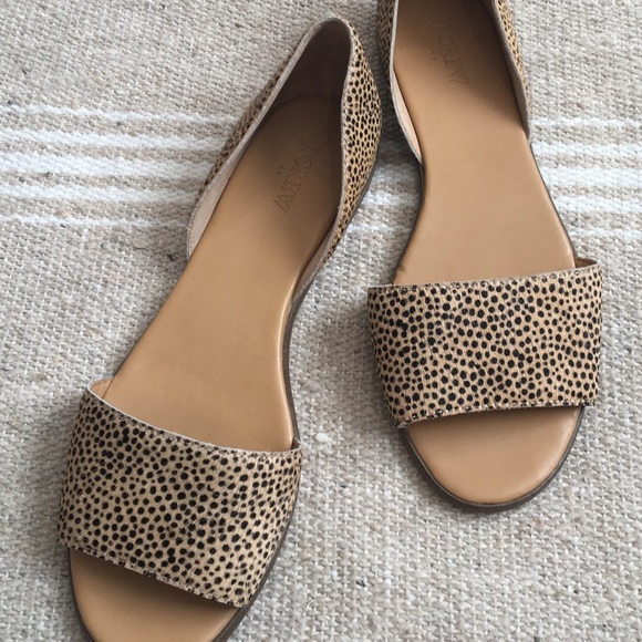 J. Crew Morgan Calf Hair Peep Toe Slip On Flats 9 - Picture 4 of 6